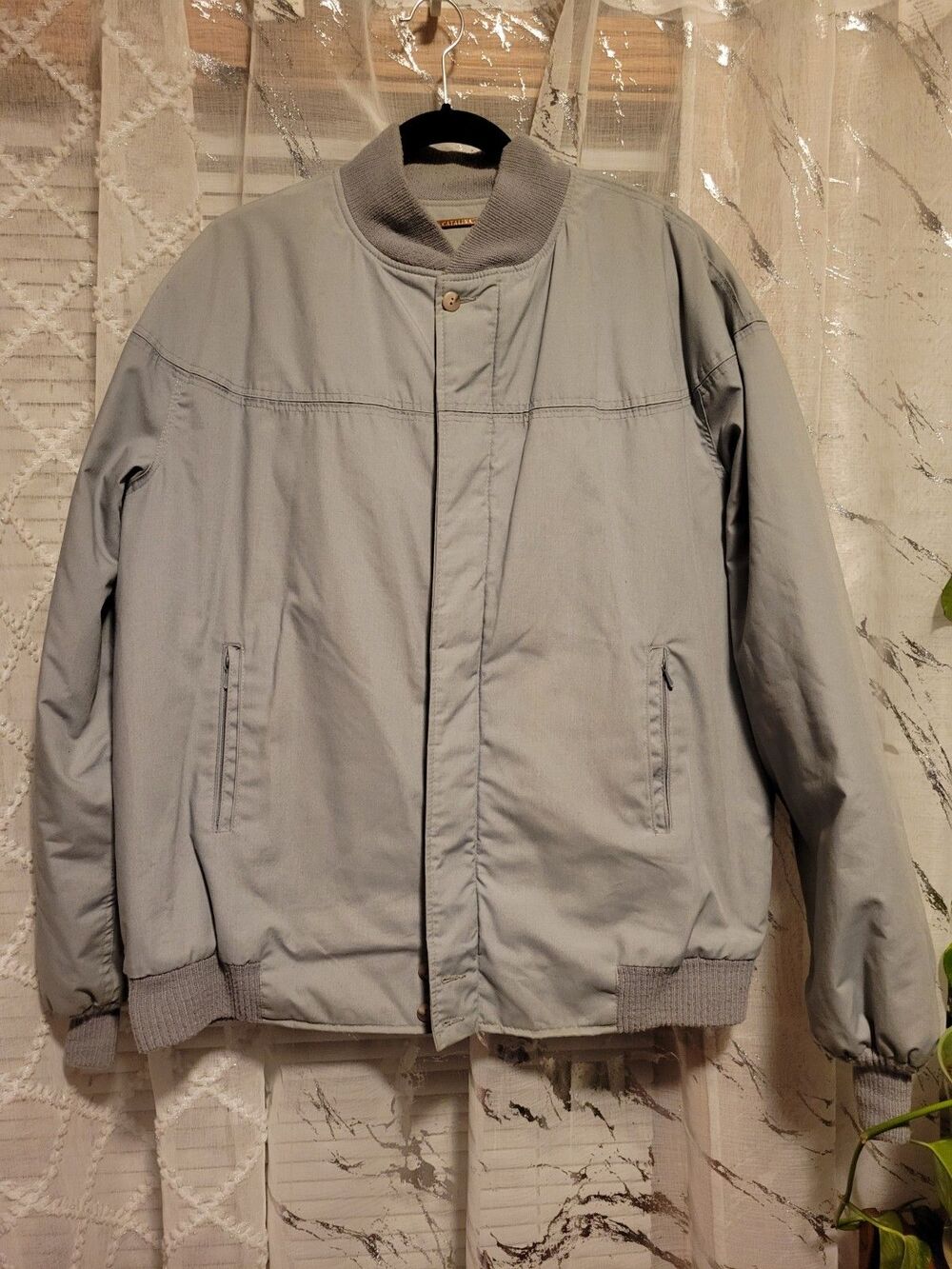 VTG 44L Catalina Varsity Beige USA Bomber Canvas Workwear Jacket Preppy Tan Coat